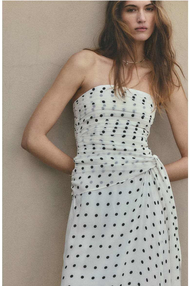 Ruched Strapless Maxi Dress, Alternate, color, OFF WHITE