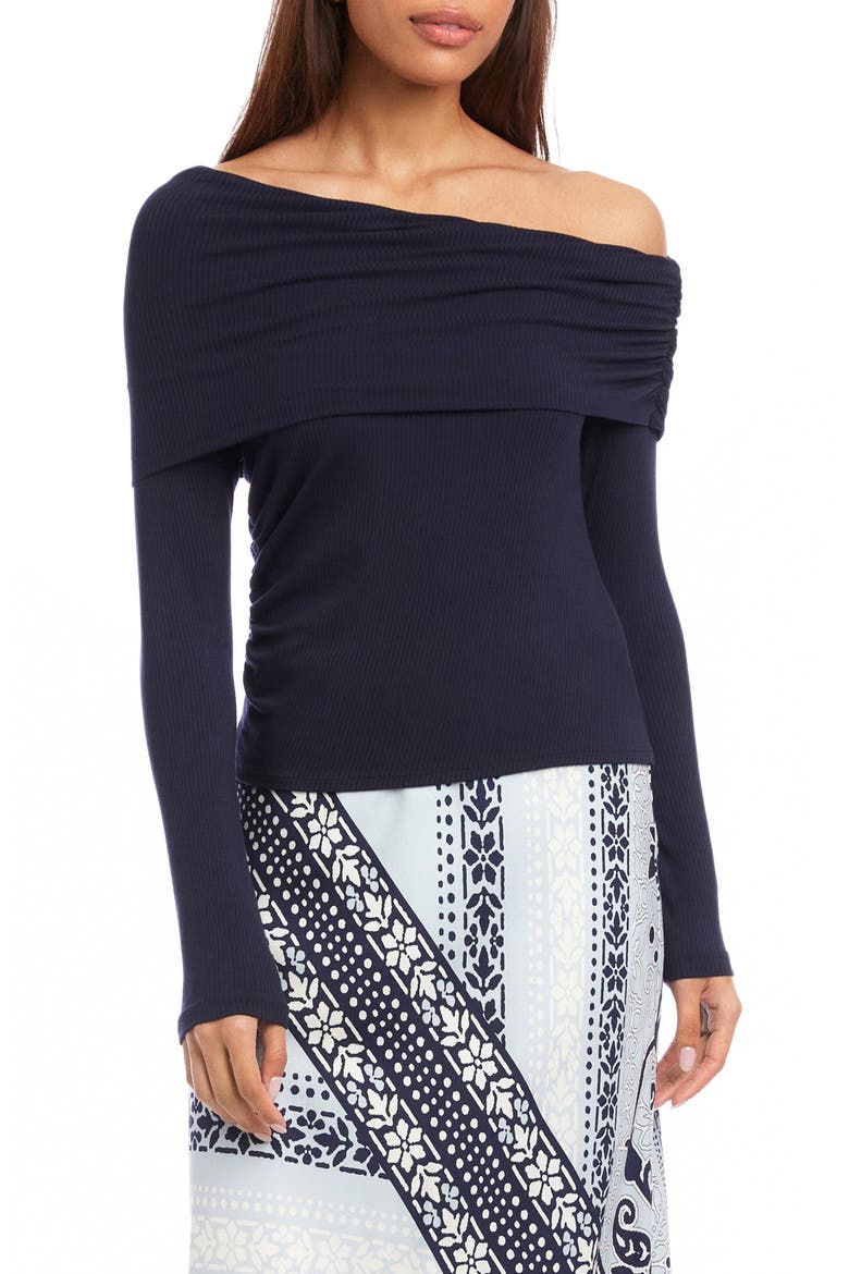 Ashley One-Shoulder Rib Top, Main, color, NAVY