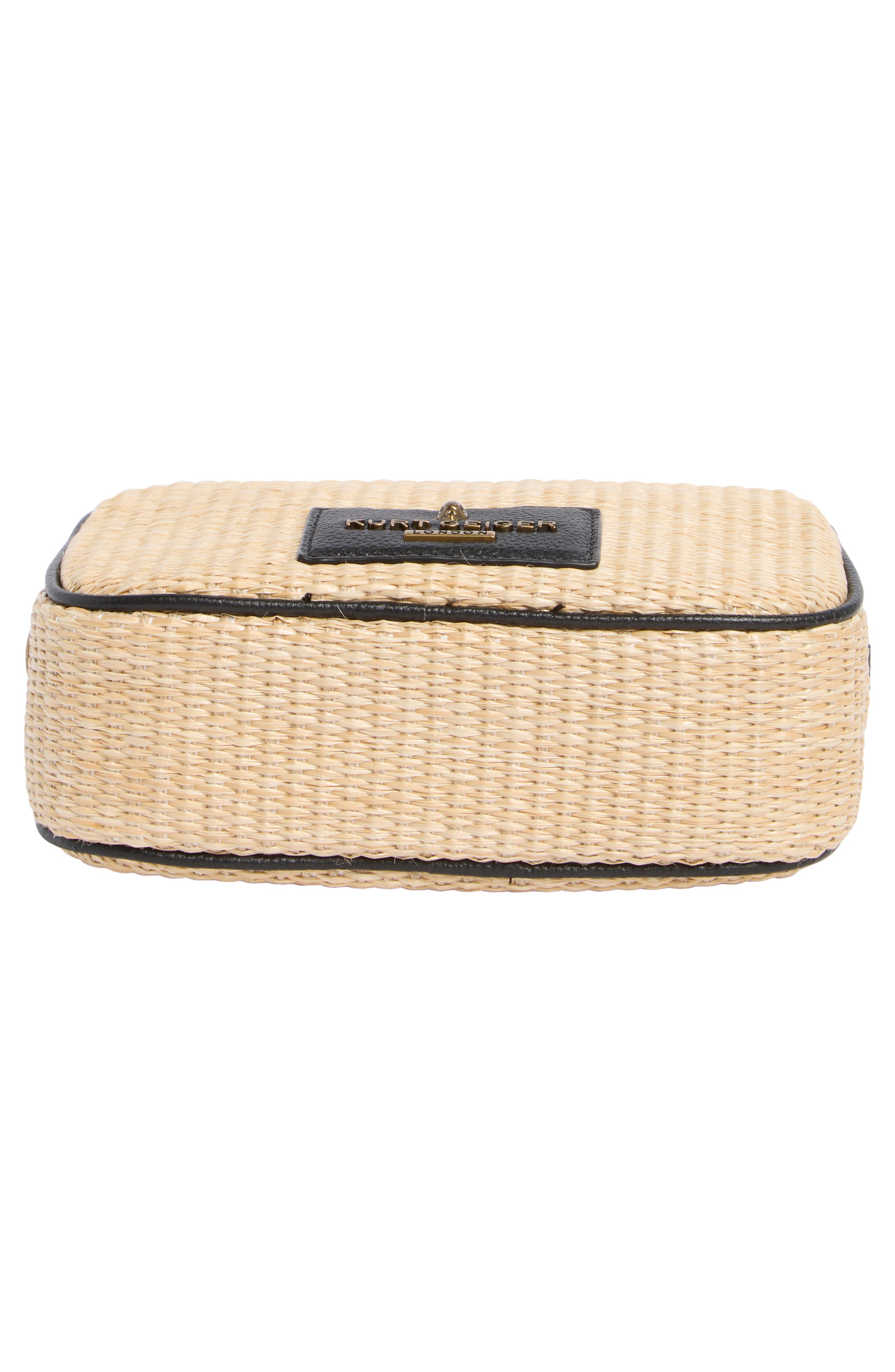 Kurt Geiger London Chiswick Raffia Camera Bag, Alternate, color, Tan/ Black Combo