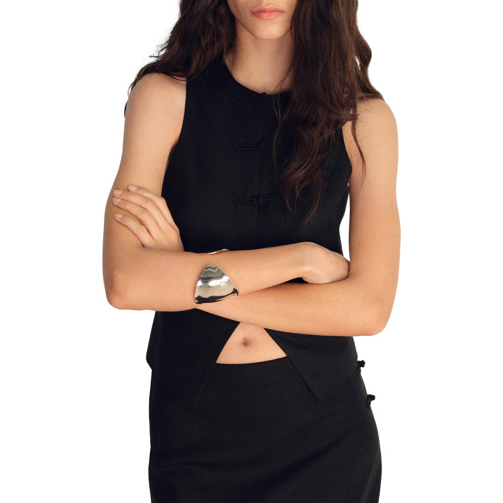 Mango Woven Vest In Black