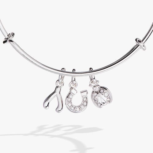 Alex And Ani Love And Luck Multi Charm Bangle Bracelet In Silver