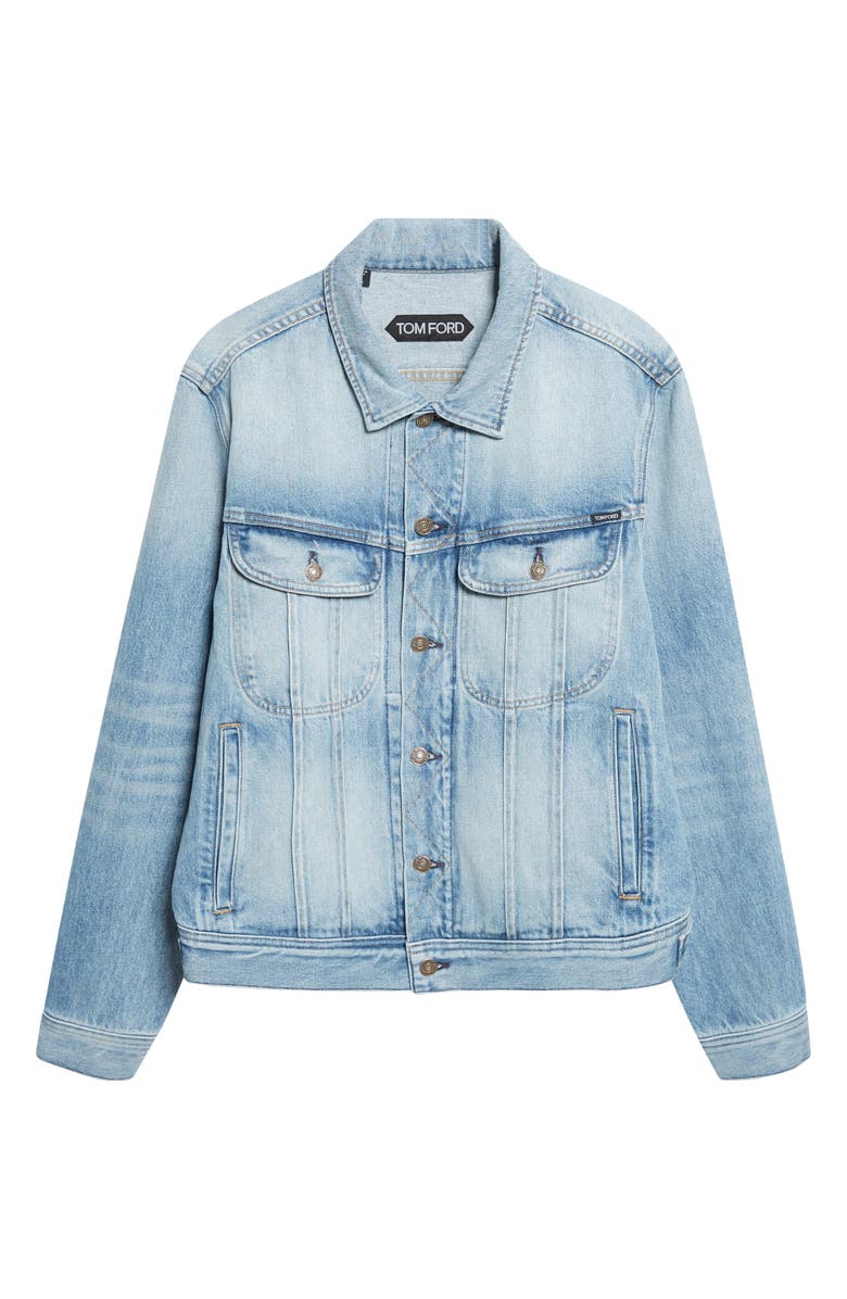 TOM FORD Selvedge Denim Icon Jacket, Main, color, Pale Blue Denim