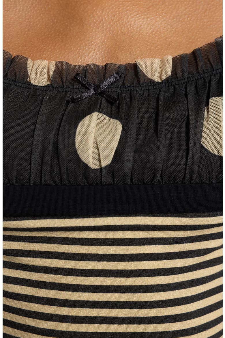 Polka Dot & Stripe Crop Top, Alternate, color, BLACK