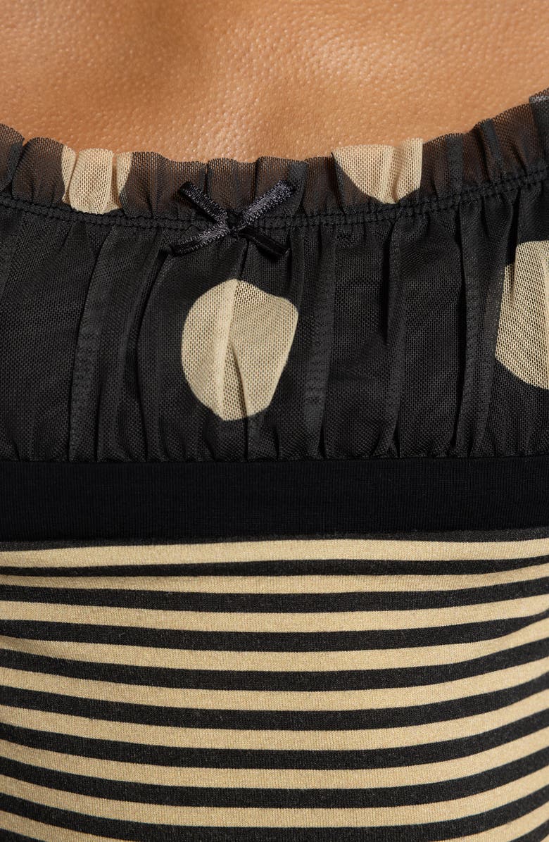 JADED LONDON Polka Dot & Stripe Crop Top, Alternate, color, Black