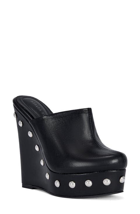 Riala Faux Leather Studded Wedge Mule