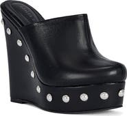 AZALEA WANG Riala Faux Leather Studded Wedge Mule