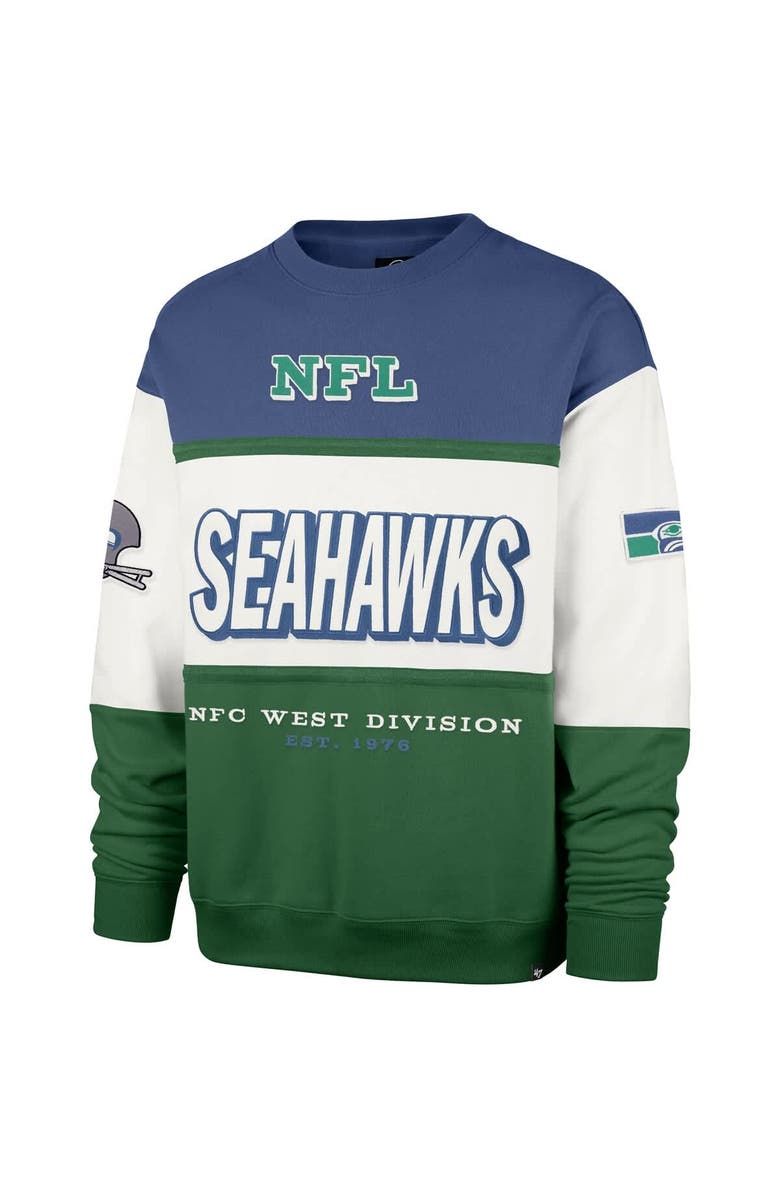 '47 Men's '47 Royal/Green Seattle Seahawks Throwback Breeze Maximalist Sweatshirt, Alternate, color, Royal