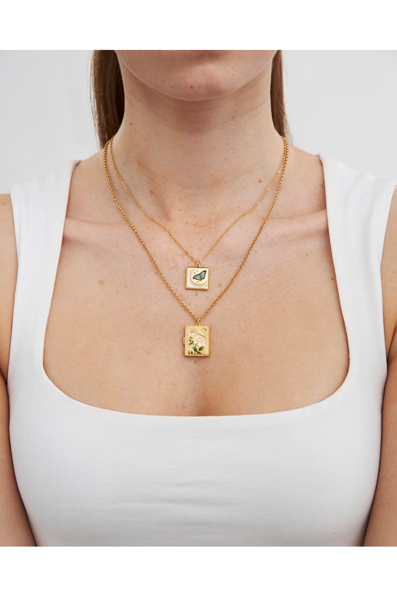 White English Rose Locket Necklace, Alternate, color, Gold