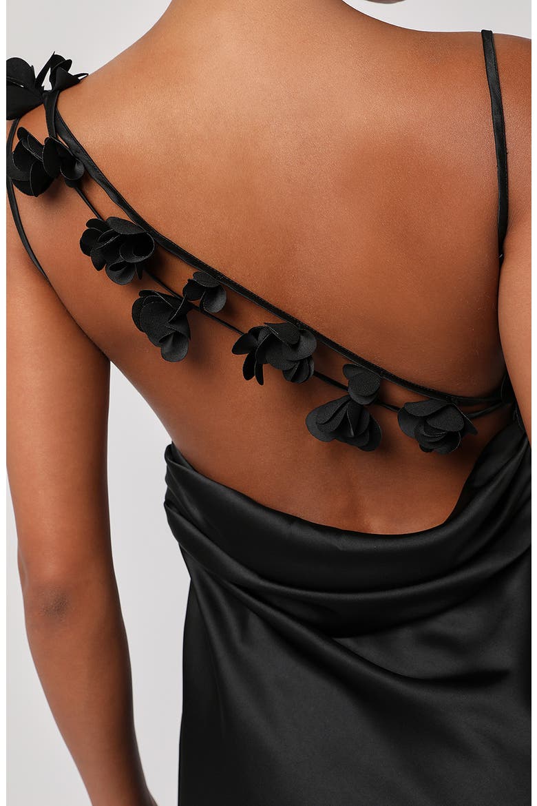 Pandora Flower Back Minidress, Alternate, color, BLACK