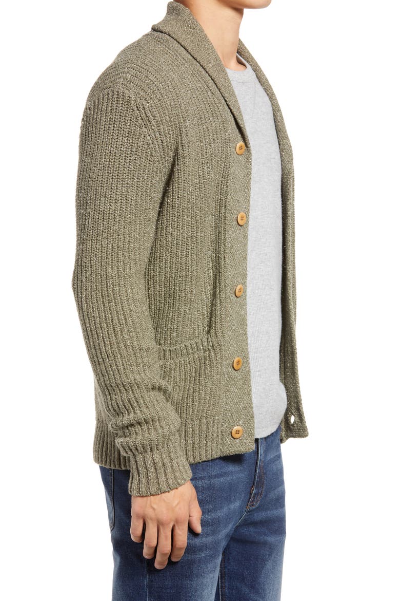 Marled Cotton & Cashmere Cardigan, Alternate, color, LIGHT OLIVE MARL