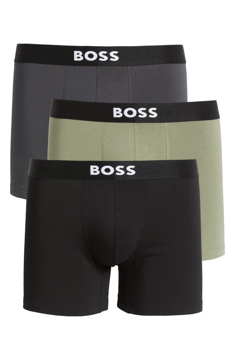 BOSS 3-Pack BOSS ONE Boxer Briefs, Alternate, color, Black/ Green/ Grey
