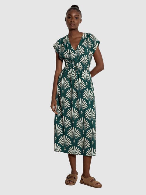 Palm Geo Smock Waist Dress