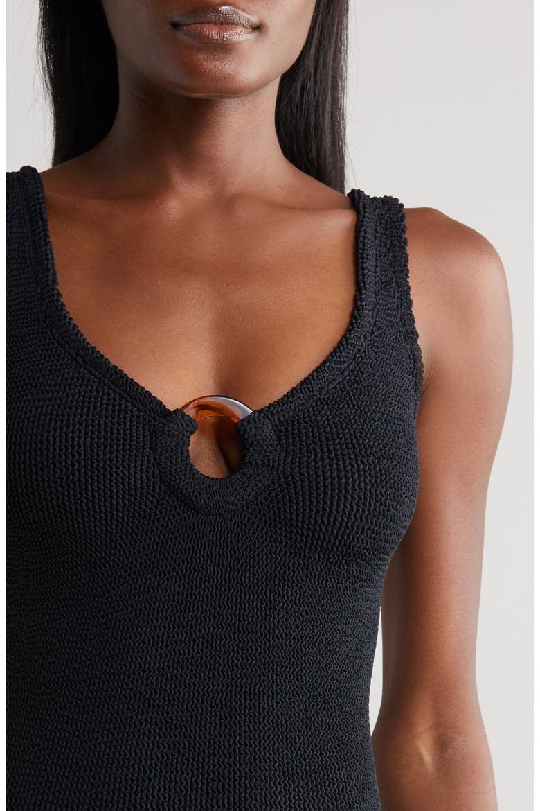 Celine Seersucker One-Piece Swimsuit, Alternate, color, BLACK