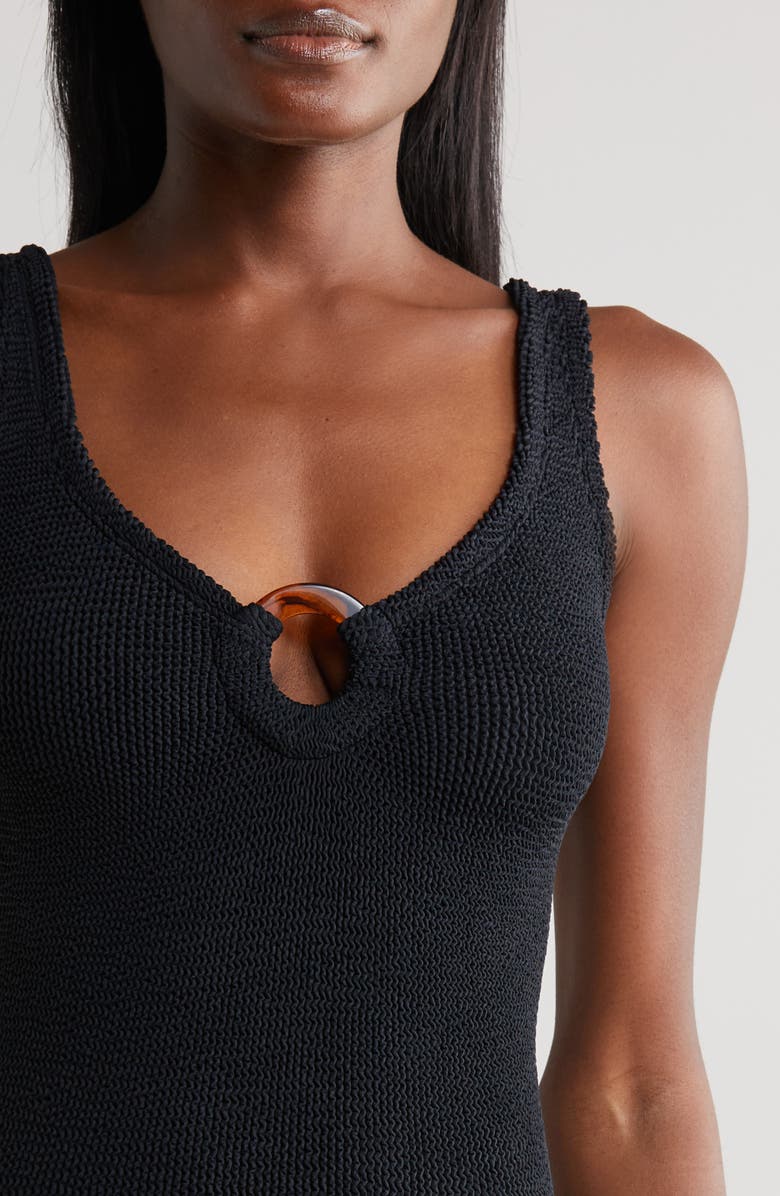 Hunza G Celine Seersucker One-Piece Swimsuit, Alternate, color, Black