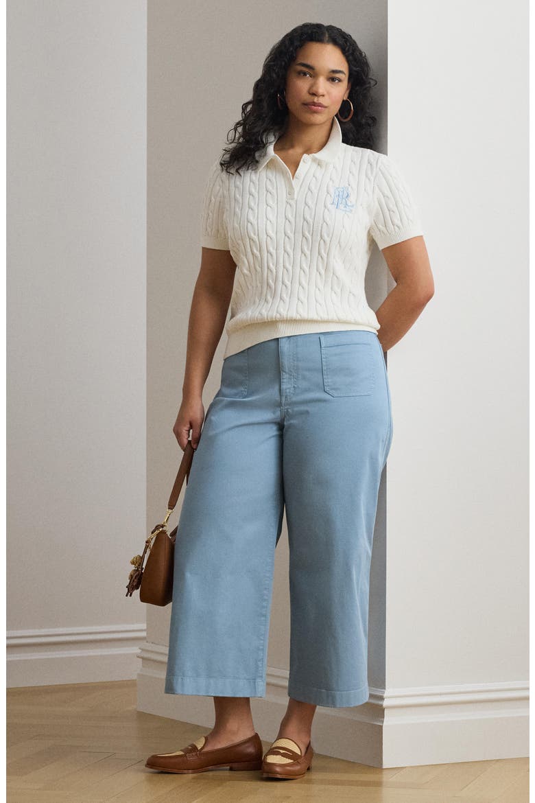 High Waist Stretch Cotton Crop Pants, Alternate, color, BLUE NOTE