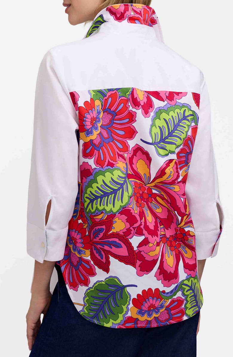 Foxcroft Meghan Para Blooms Mix Print Stretch Cotton Blend Button-Up Shirt, Alternate, color, 
