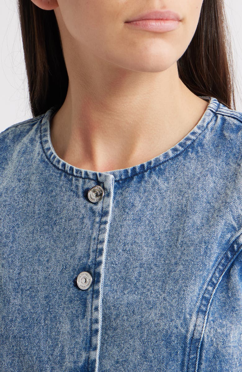 Steve Madden Wesley Denim Button-Up Vest, Alternate, color, East Side Wash