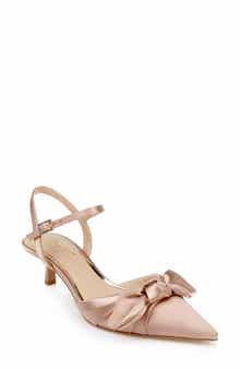 Jewel Badgley Mischka Ember Ankle Strap Pointed Toe Kitten Heel Pump