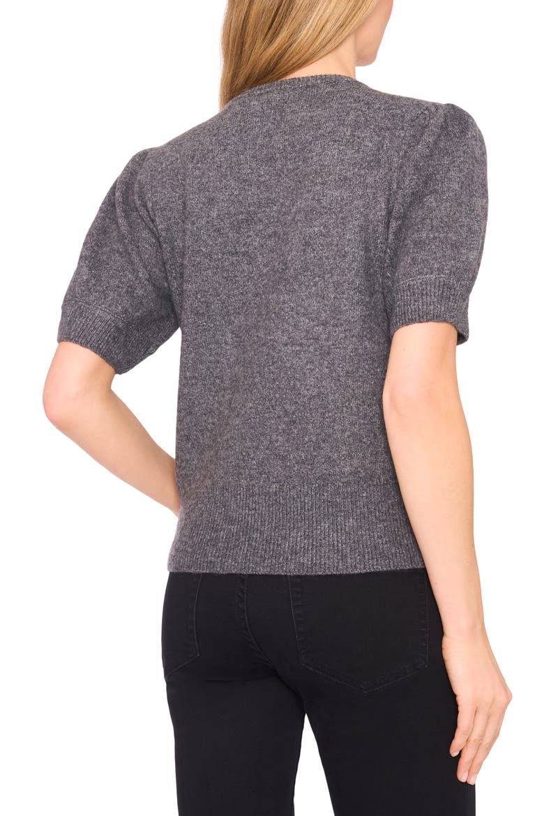 Bow Detail Puff Sleeve Sweater, Alternate, color, MEDIUM HEATHER GREY