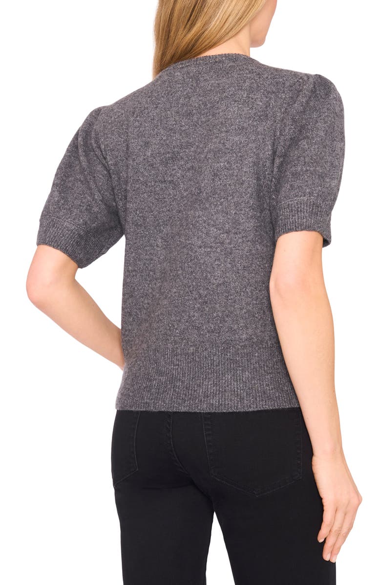 CeCe Bow Detail Puff Sleeve Sweater, Alternate, color, Medium Heather Grey