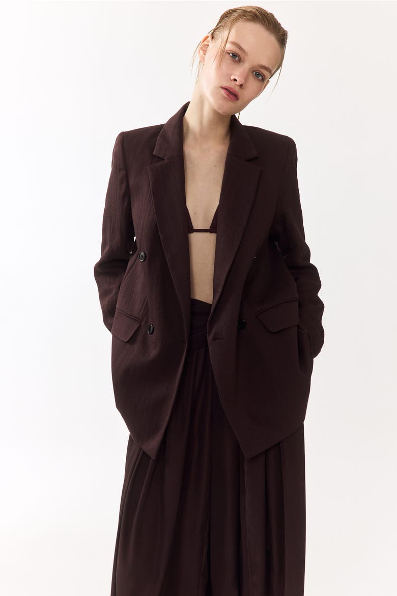 Double-breasted Blazer, Alternate, color, Dark brown