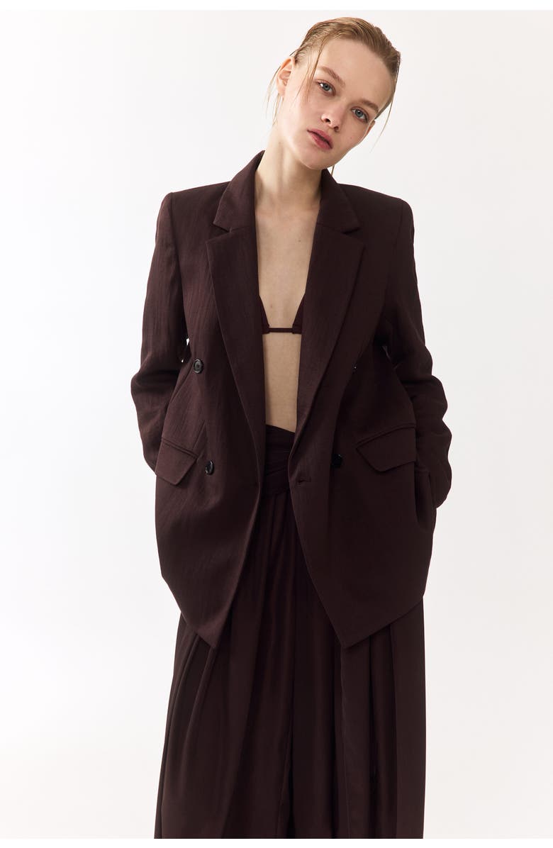 H&M Double-breasted Blazer, Alternate, color, Dark Brown