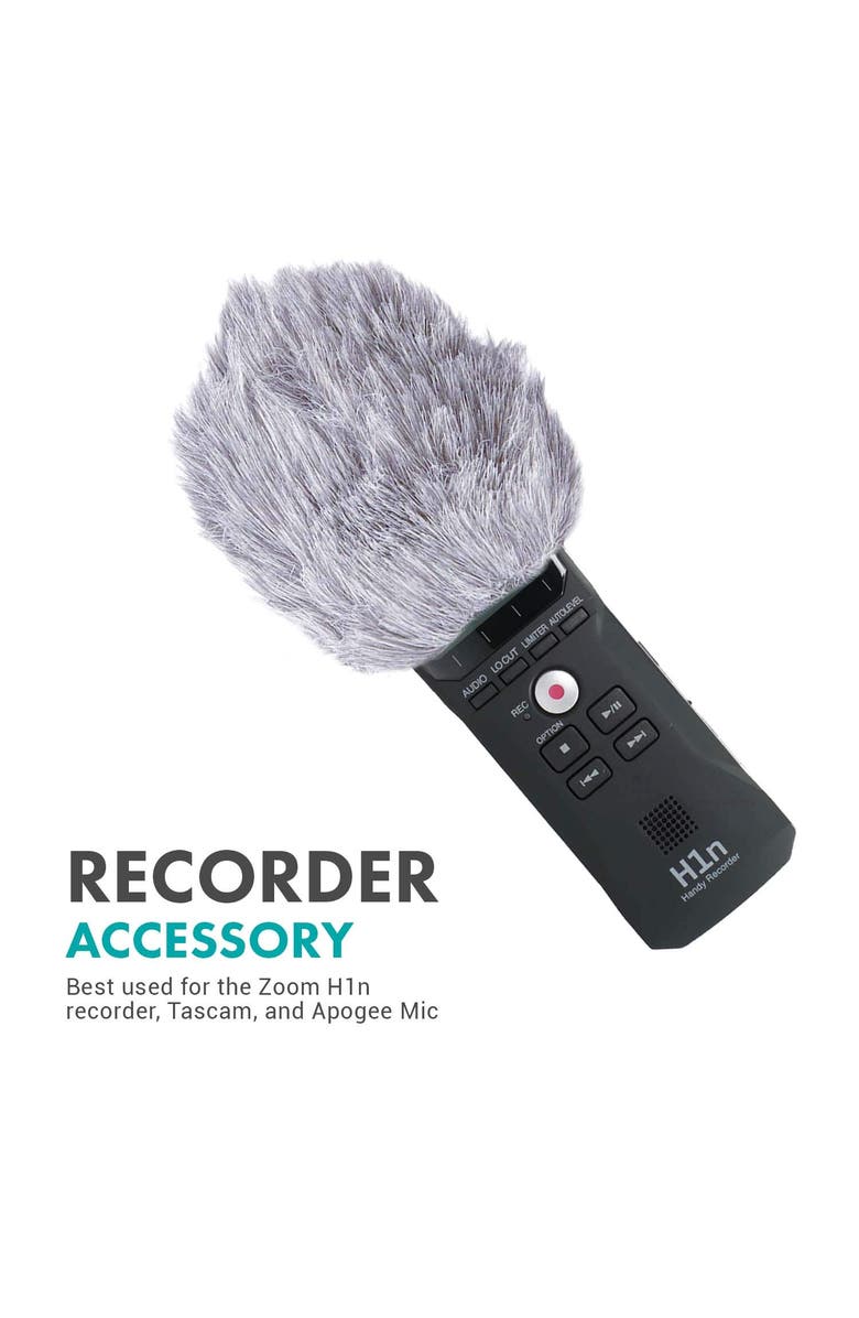 MOVO WS1 Furry Outdoor Microphone Windscreen Muff for Small Compact Microphones up to 2.5 X 40mm, Alternate, color, Black