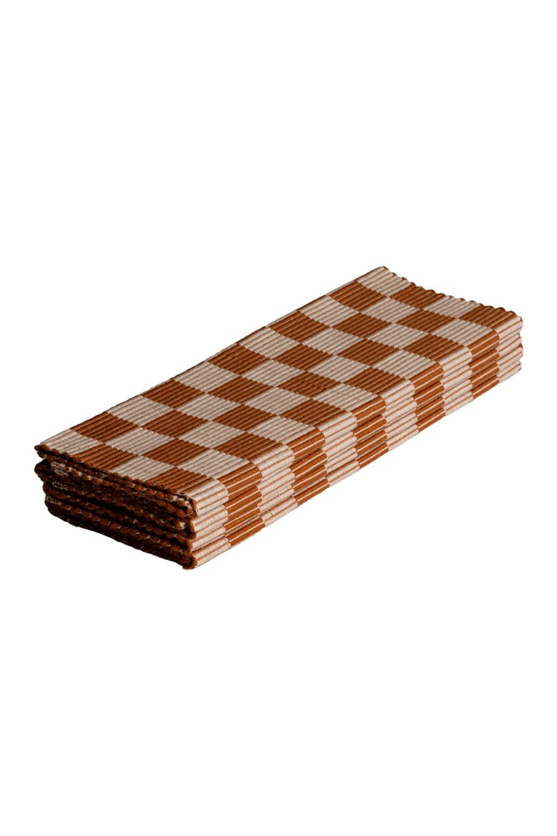 Handloomed Checkered Placemats - Set of 4, Alternate, color, Brown