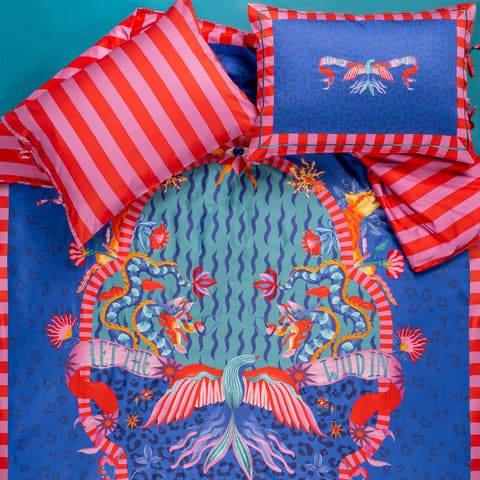 Lahor 300 Tc King Size 100% Cotton Satin Duvet Cover Set 94X87 In Maximalist