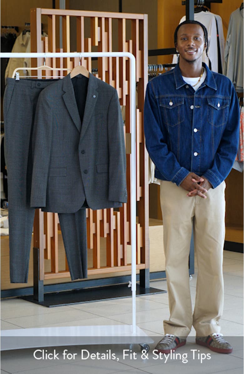 Ross Slim Fit Grey Mélange Wool Suit, sales video thumbnail