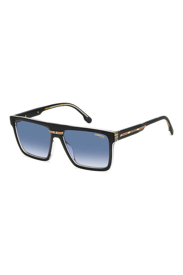Victory 58mm Gradient Flat Top Sunglasses, Alternate, color, BLACK CRYSTAL/ BLUE SHADED