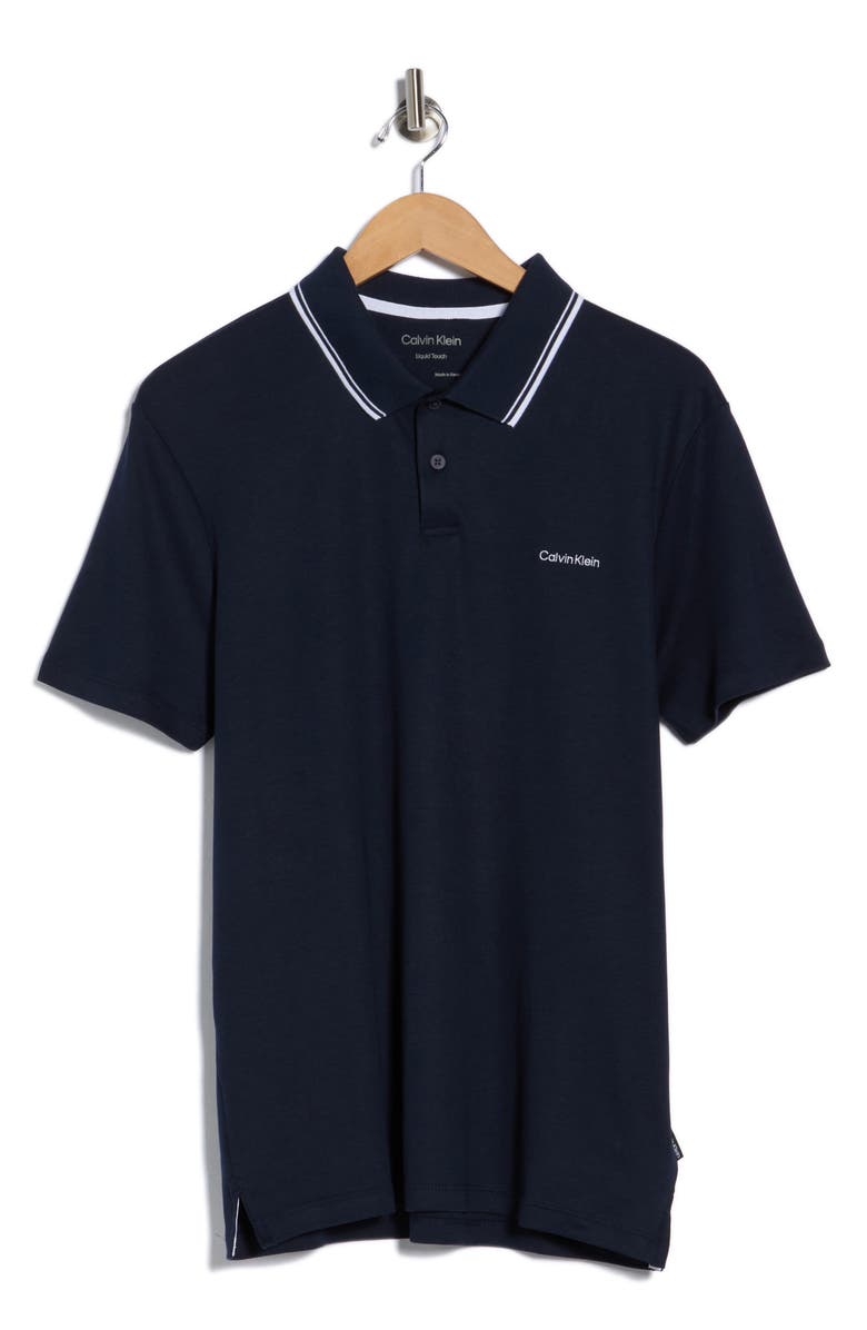 Calvin Klein Tipped Cotton Knit Polo, Alternate, color, Dark Sapphire
