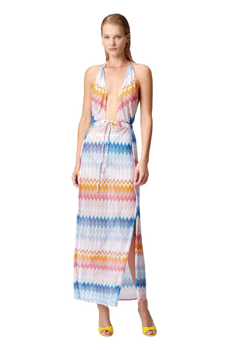 Missoni Long Cover-up Dress In Zig Zag Lamé Viscose Blend, Main, color, Multicoloured