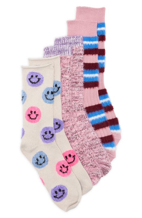 Happy Faces 3-Pack Crew Socks