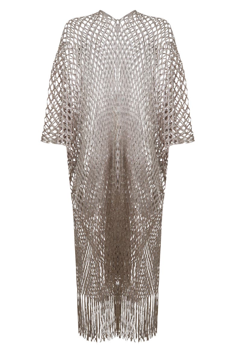 Crochet Fringe Kimono, Alternate, color, TAUPE