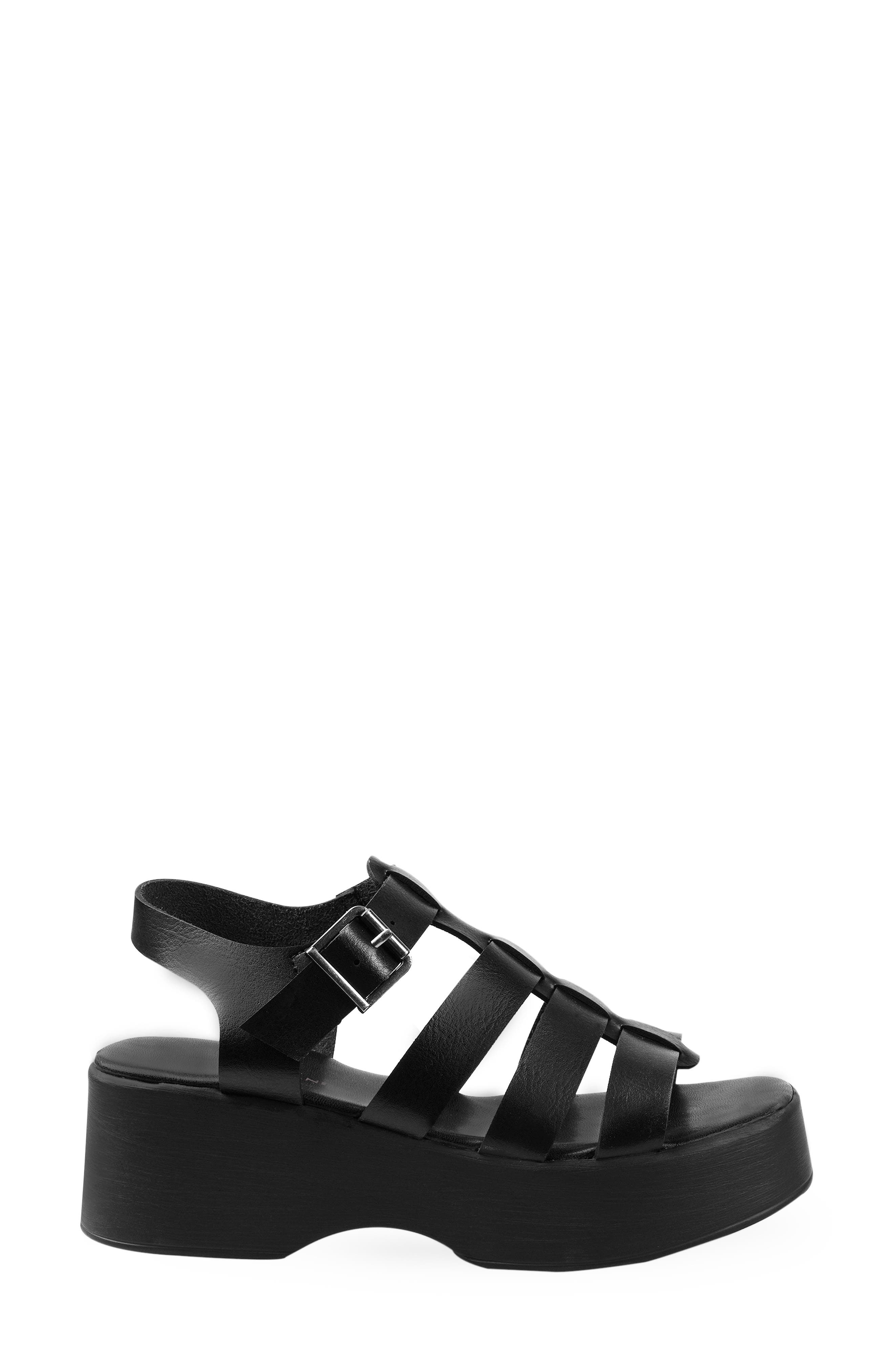 ROCK AND CANDY Caged Platform Sandal, Alternate, color, Black Faux