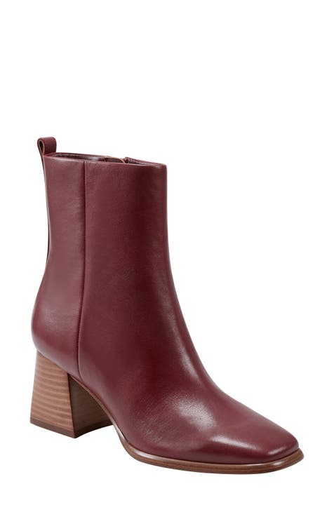 Ladies red leather ankle boots on sale