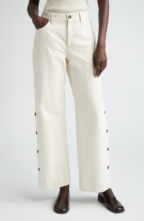 Lafayette 148 New York hot Bone White Honeycomb Textured Cotton Straight Leg Jeans 6