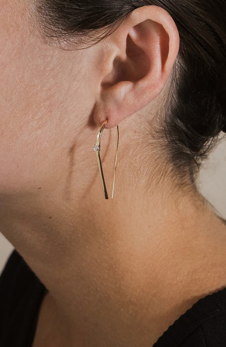 Sterling Forever 14K Gold Plated Sterling Silver CZ Stud Threader Earrings, Alternate, color, 