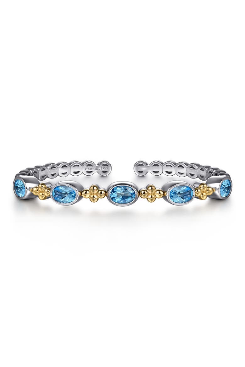Bujukan 14k Gold & Sterling Silver Blue Topaz Bangle, Main, color, STERLING / 14K/ BLUE TOPAZ