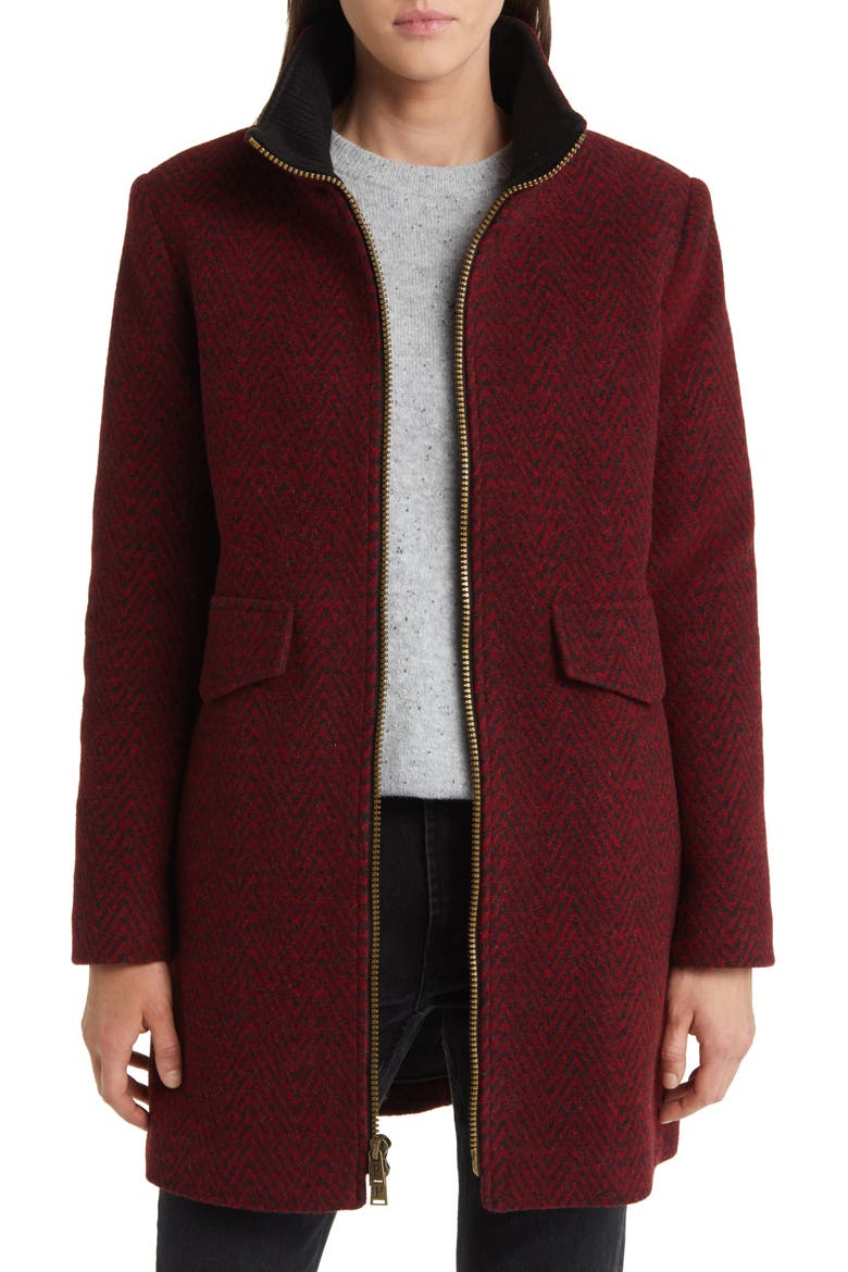 Camden Wool Blend Topper Coat, Main, color, CHARCOAL HERRINGBONE