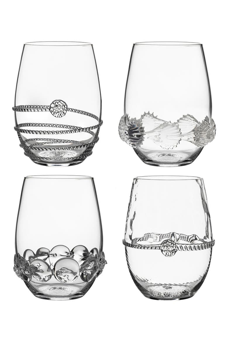Heritage Set of 4 Assorted Stemless Wine Glasses, Main, color, CLEAR