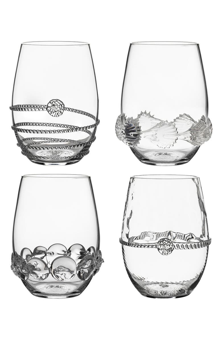 Juliska Heritage Set of 4 Assorted Stemless Wine Glasses, Main, color, Clear