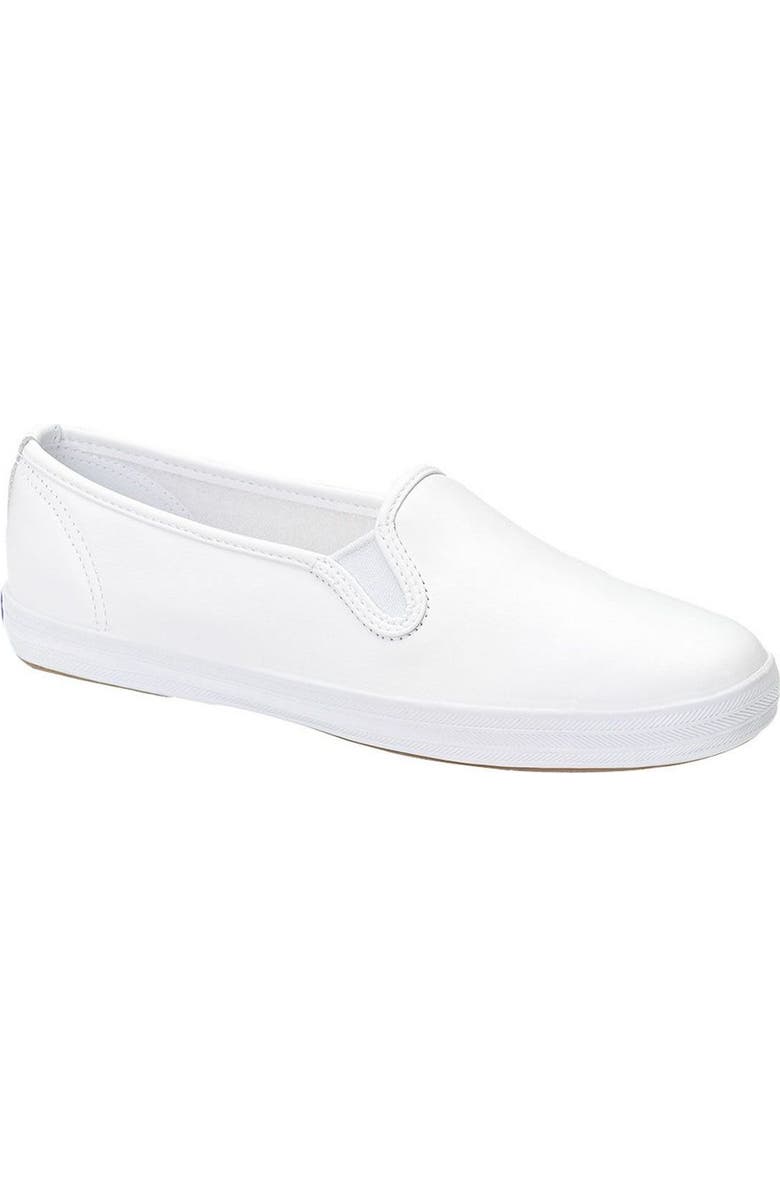 Keds<sup>®</sup> Champion Leather Slip-On Sneaker - Multiple Widths Available, Main, color, White