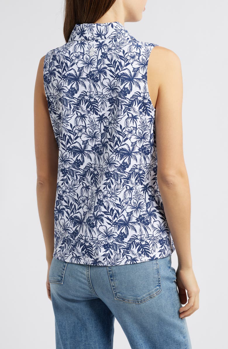 Tommy Bahama Aubrey Seaport Floral Sleeveless Performance Polo, Alternate, color, Island Navy