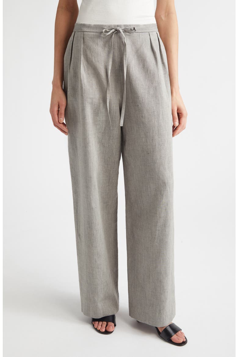 Clark Loose Fit Mélange Linen & Cotton Wide Leg Pants, Main, color, GREY MELANGE