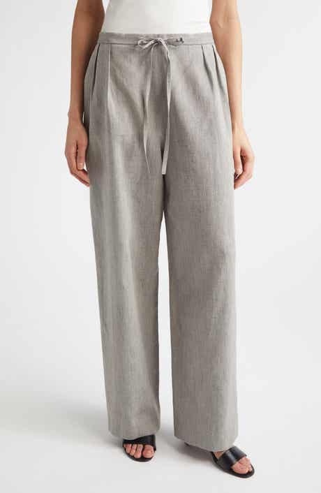 Clark Loose Fit Mélange Linen & Cotton Wide Leg Pants