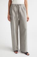LOULOU DE SAISON Clark Loose Fit Mélange Linen & Cotton Wide Leg Pants