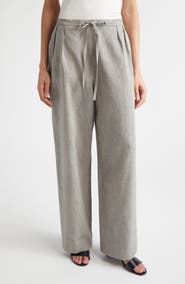 LOULOU DE SAISON Clark Loose Fit Mélange Linen & Cotton Wide Leg Pants