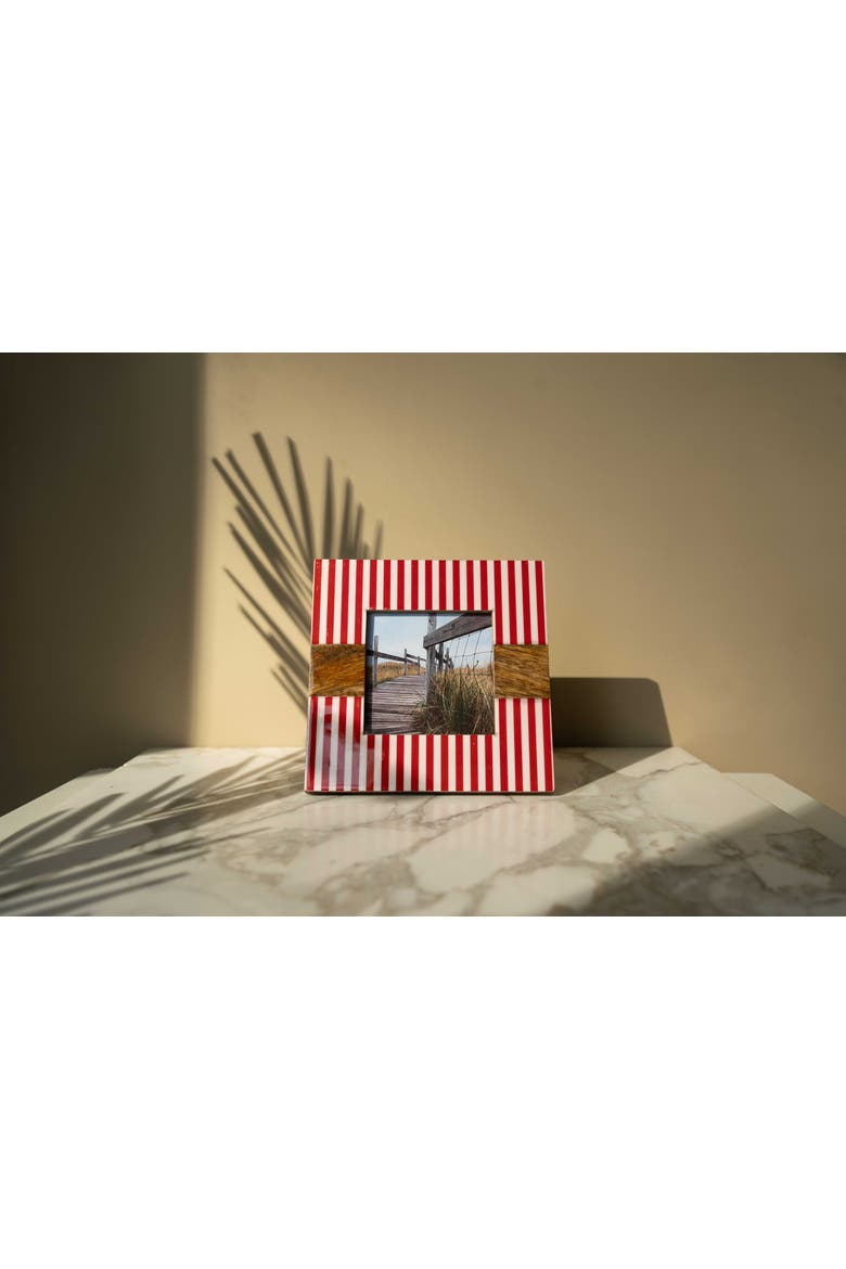 4x4 Cabana Stripe Red Photo Picture Frame, Alternate, color, Red